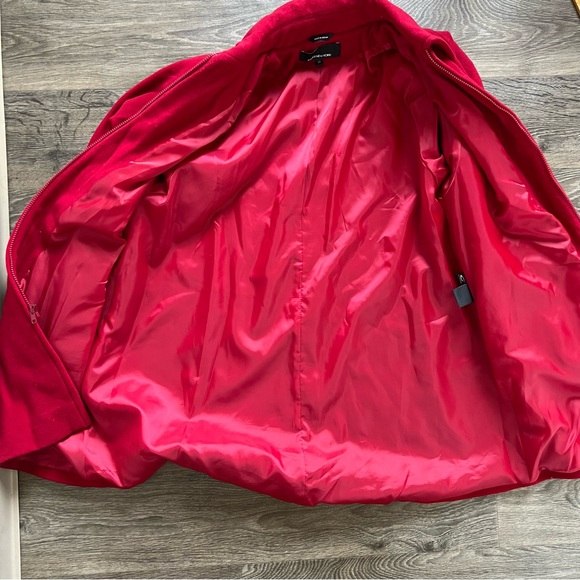 Jones New York Wool Blend Vibrant Red Full-Zip Lined Pea Coat Women's size 12 - Picture 3 of 9